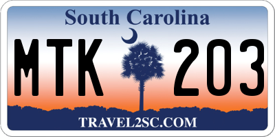 SC license plate MTK203