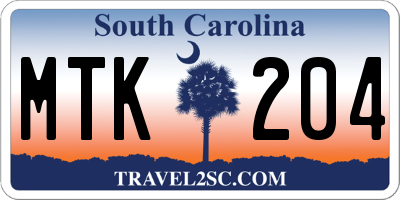 SC license plate MTK204