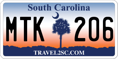SC license plate MTK206