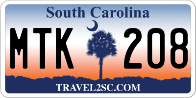 SC license plate MTK208