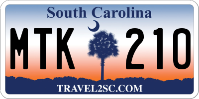 SC license plate MTK210