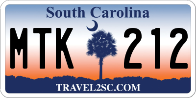 SC license plate MTK212