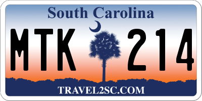 SC license plate MTK214