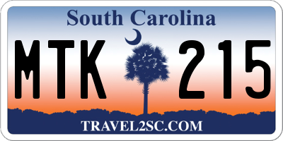 SC license plate MTK215