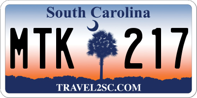 SC license plate MTK217