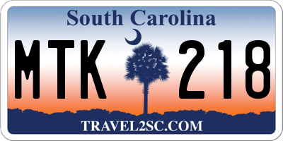 SC license plate MTK218