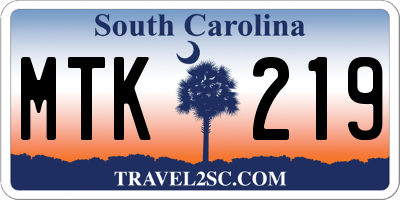 SC license plate MTK219