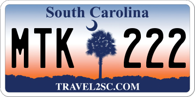 SC license plate MTK222
