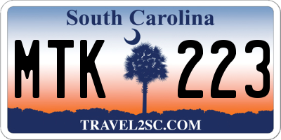 SC license plate MTK223