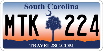 SC license plate MTK224