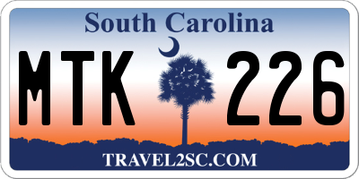SC license plate MTK226