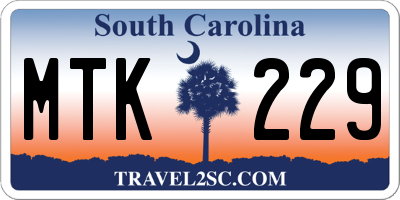 SC license plate MTK229