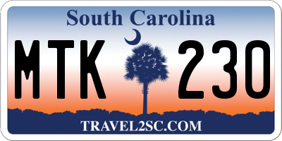 SC license plate MTK230