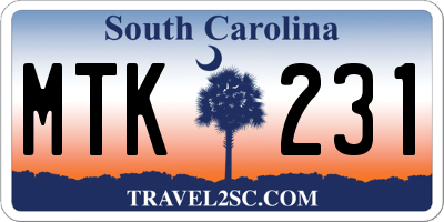 SC license plate MTK231