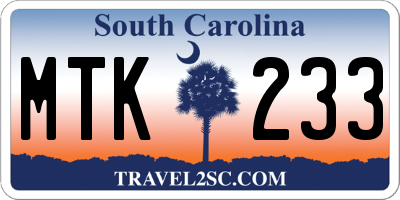 SC license plate MTK233