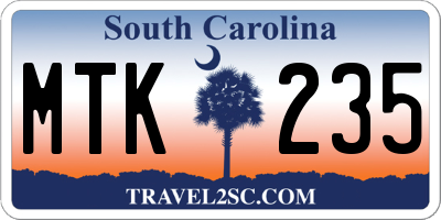 SC license plate MTK235