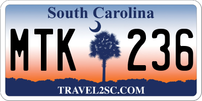 SC license plate MTK236