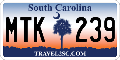 SC license plate MTK239