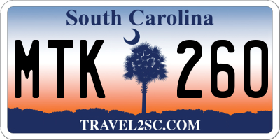 SC license plate MTK260