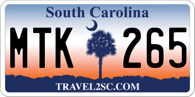 SC license plate MTK265