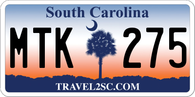 SC license plate MTK275