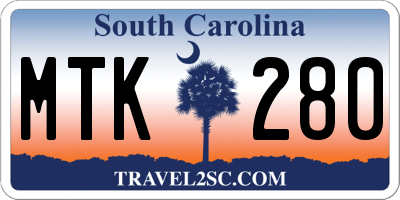 SC license plate MTK280