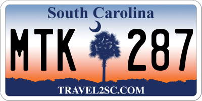 SC license plate MTK287