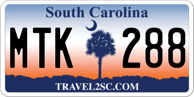 SC license plate MTK288
