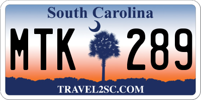 SC license plate MTK289