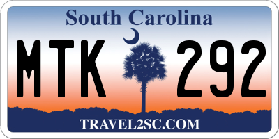 SC license plate MTK292