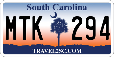 SC license plate MTK294