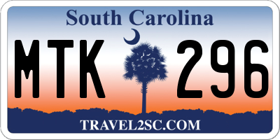 SC license plate MTK296