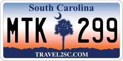 SC license plate MTK299