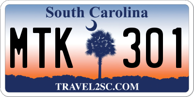 SC license plate MTK301