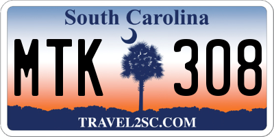 SC license plate MTK308