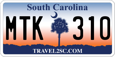 SC license plate MTK310