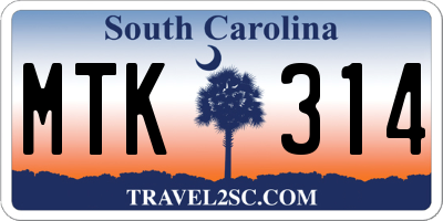 SC license plate MTK314