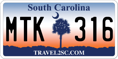 SC license plate MTK316