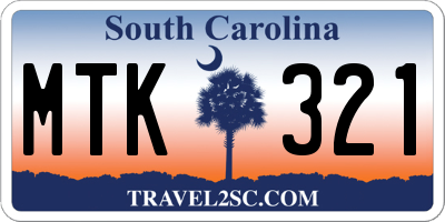 SC license plate MTK321