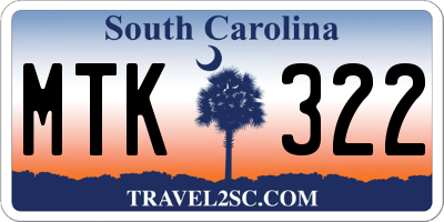 SC license plate MTK322