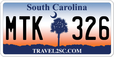 SC license plate MTK326