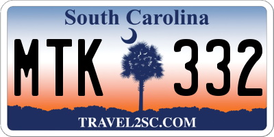 SC license plate MTK332