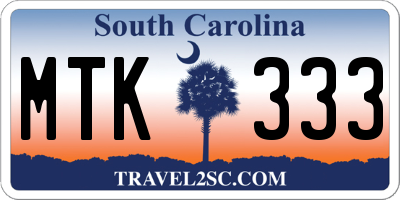 SC license plate MTK333