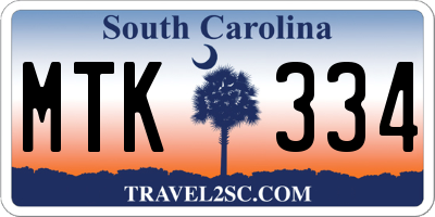 SC license plate MTK334