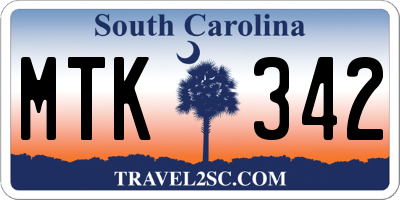 SC license plate MTK342
