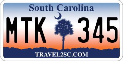 SC license plate MTK345
