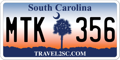 SC license plate MTK356