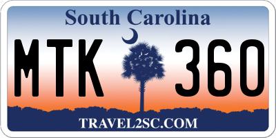 SC license plate MTK360