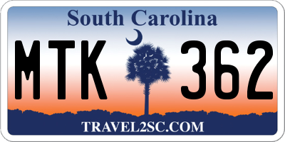 SC license plate MTK362