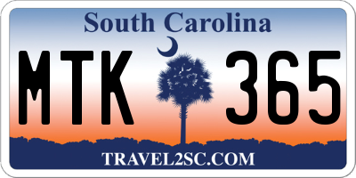 SC license plate MTK365